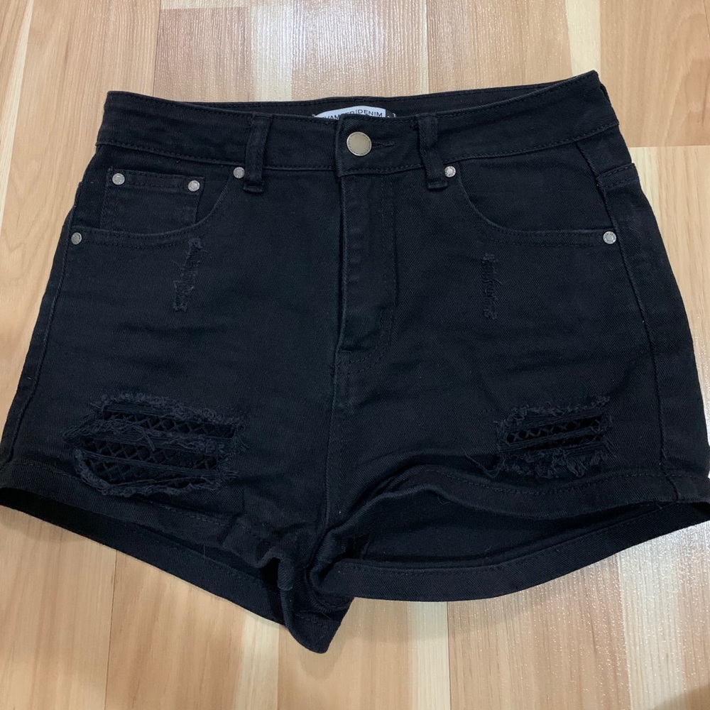 Black fishnet shorts